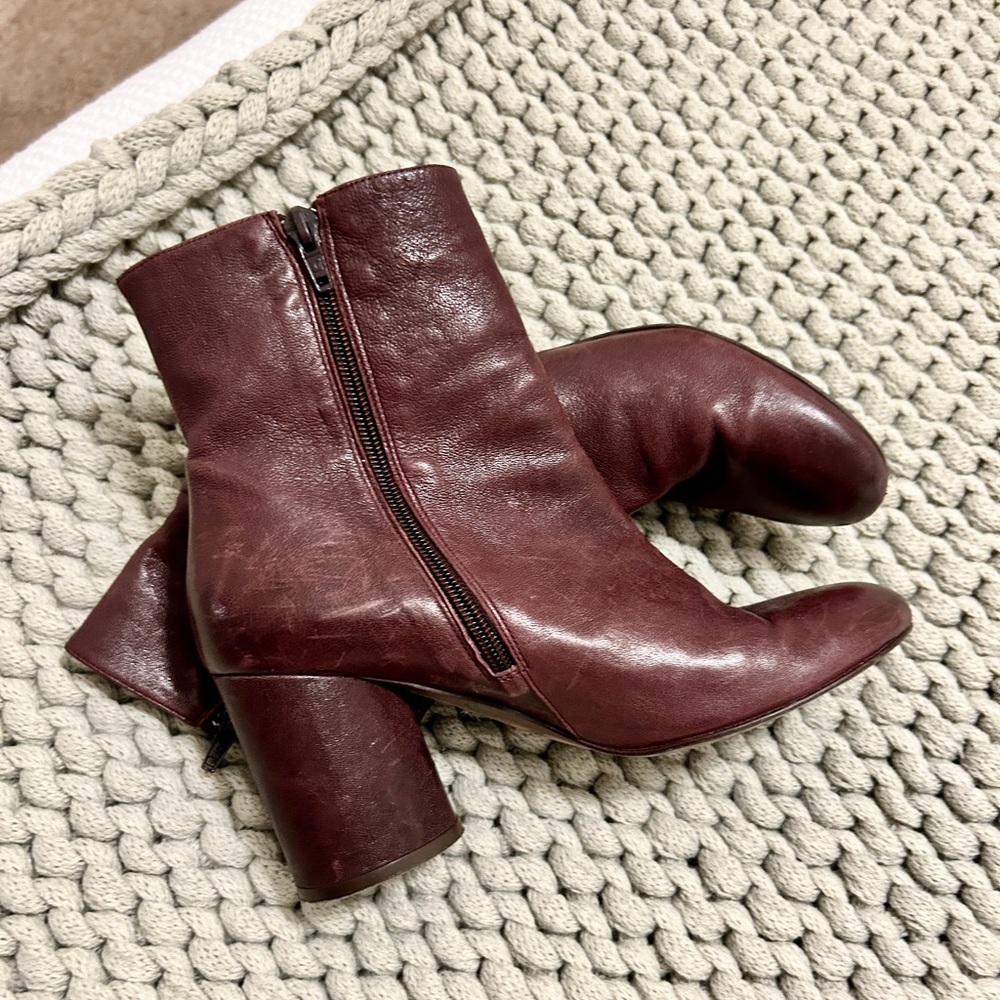 Free People burgundy leather booties. Size 8